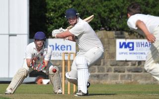 Otley's Ben Morley (batting) was one of the first order to be dismissed