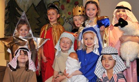 The Whartons: Tomas Bentley and Lilian Jopson, both five, starred as Mary and Joseph in the school’s Nativity.