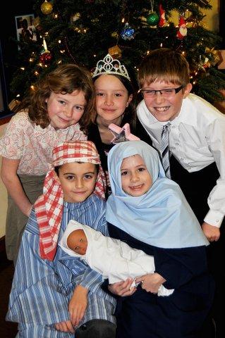 All Saints, Otley: Countdown for Christmas featured Luke Farmley, 8, and Sophie Hall, 7 as Joseph and Mary. They are pictured with, back, Olive Wood, Bethany Robertson and Patrick Blake, all 10.