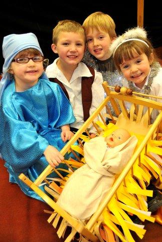 St Joseph’s: Shine Star Shine featured, from left, Martha Shakespeare, 4, Oliver Wall, 5, Finn Mcquaid, 5, and Christina Vickers, 4.