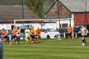 Otley (orange) in their weekend fixture with Ilkley (yellow). Pic by George Duncan