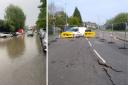 Low Lane, in Horsforth was covered in floodwater and has left behind a fractured road