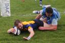 Nathan Benton goes over for a Yarnbury try. Picture: Noel Doyle