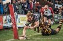 Ben Magee goes over for an Otley try against Hinckley   Picture: John Ashton