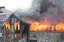 The blaze rages at the derelict mill off Thornton Road