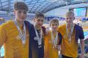Freddy Dean, Dawid Naglik, Quinn-Austin Kelly and Will Skiggs (left to right) claimed a magnificent team gold medal for City of Bradford Swimming Club at the Yorkshire Championships.