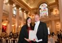 Sarah Turner becomes a member of The Worshipful Company of Woolmen, pictured with husband Mathew