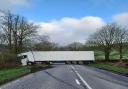 Lorry blocking road at Blubberhouses