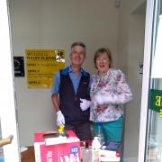 Volunteers helping with the lockdown library at Ilkley Playhouse