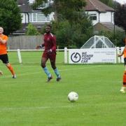 Otley Town (orange) faced off with Brighouse in an inform battle on Saturday