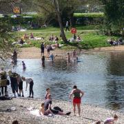 Bathers in the River Wharfe, at Ilkley