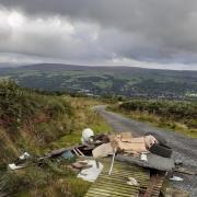 The rubbish dumped on Ilkley Moor overnight. Photo by Bradford Council's Countryside and Rights of Way team