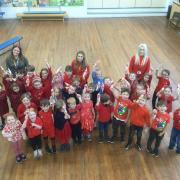 Wear Red day St Oswald's C of E Primary School, Guiseley