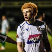Gabriel Johnson scored a hat-trick in Guiseley's 4-2 win over Marine on Tuesday. Photo: Guiseley AFC