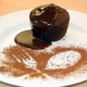 Chocolate and date pudding in chocolate sauce