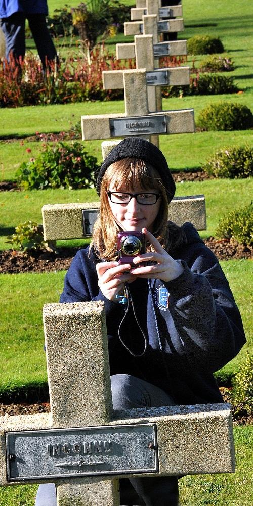 The rows of graves provide thought-provoking photo opportunities for First World War studies for this pupil