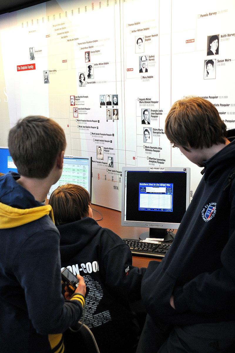 Students search for names of relatives at the Thiepval Monument