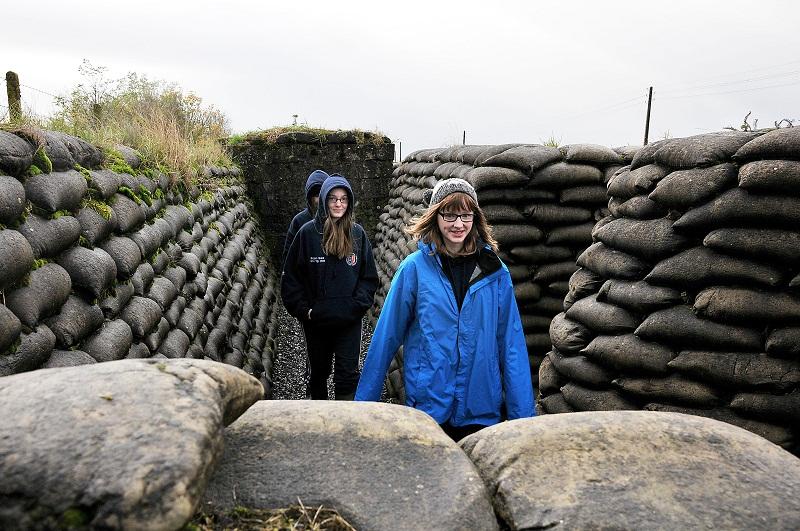 Students in the trenches at Rian Scaife, Thiepval