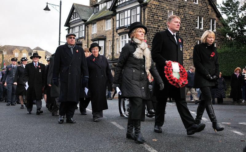 MP Kris Hopkins and Councillor Anne Hawkesworth join the Remembrance Parade in Ilkley