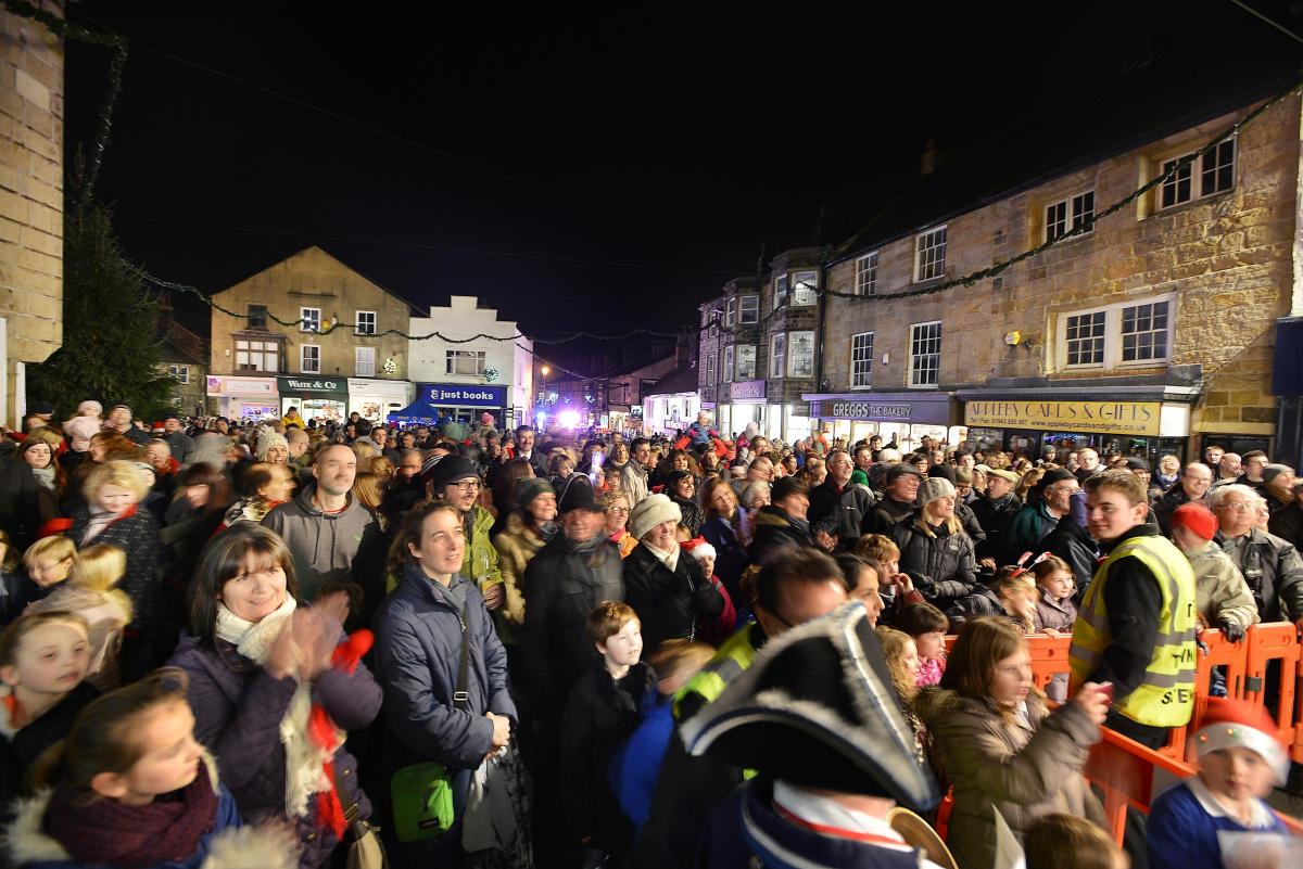 A large crowd tuns out to watch the entertainment on stage before and after the big switch-on
