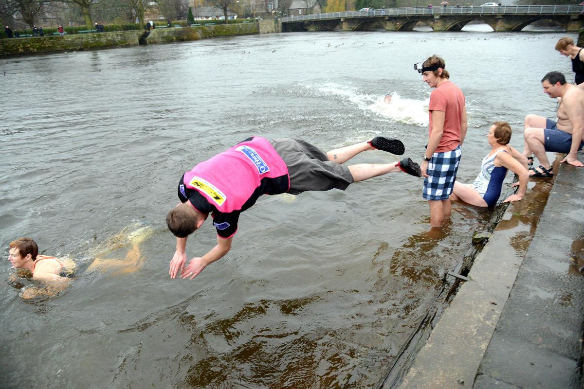 To jump or not to jump into the icy water was the question at the annual New Year's Day dip in Otley