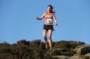 Lucy Williamson of Ilkley Harriers won the ladies race in the Beamsley Beacon fell race. Picture: Brett Muir