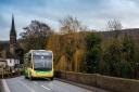 One of Transdev's buses crosses the River Wharfe on its way to Weston and Wharfedale Hospital