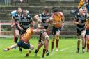Ben Waddington (ball in hand) scored his ninth try of the season in Otley's win over Alnwick. Pic: Chris Hyslop.