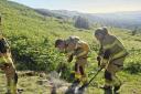 Ilkley firefighters put out the smouldering barbecue on Ilkley Moor. Photo by Ilkley Fire Station