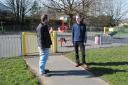 Cllr Andrew Loy and Cllr Kyle Green at Backstone Way playground in Ben Rhydding, Ilkley