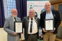 L-R: Honorary Citizen Trevor Backhouse, Otley Town Mayor Cllr Ray Smith and Honorary Citizen Tim Wilkinson