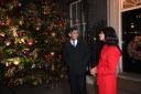 Prime Minister Rishi Sunak and his wife Akshata Murty, at the switching on of the Downing Street Christmas tree lights in London (Eddie Mulholland/DailyTelegraph/PA)