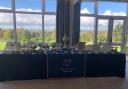 The trophies set out at Otley Golf Club for the presentation.