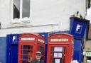 The poetic phone box in Otley. Pictured are Kevin Hellowell and Jane Kite, who between them inspired the initiative