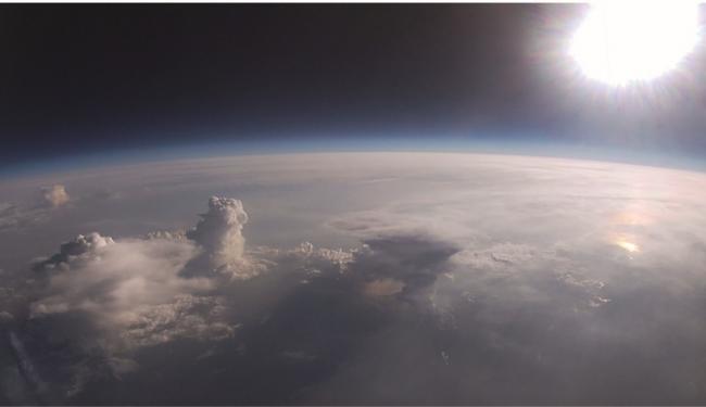 The image captured by the camera on the space balloon
