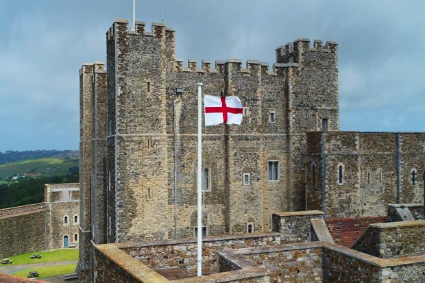 A St George's cross flag flying above Dover Castle in Kent. Picture: PA