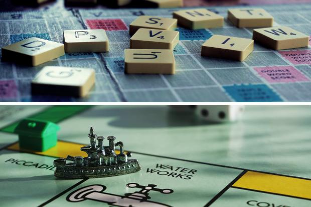 (Top) A Scrabble board and (bottom) a Monopoly board (Canva)