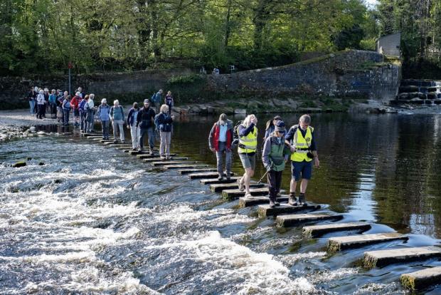 Wharfedale Observer: The walkers at Burley Weir