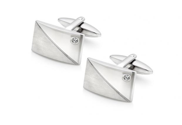 Wharfedale Observer: Stainless Steel Cubic Zirconia Cufflinks. Credit: Beaverbrooks