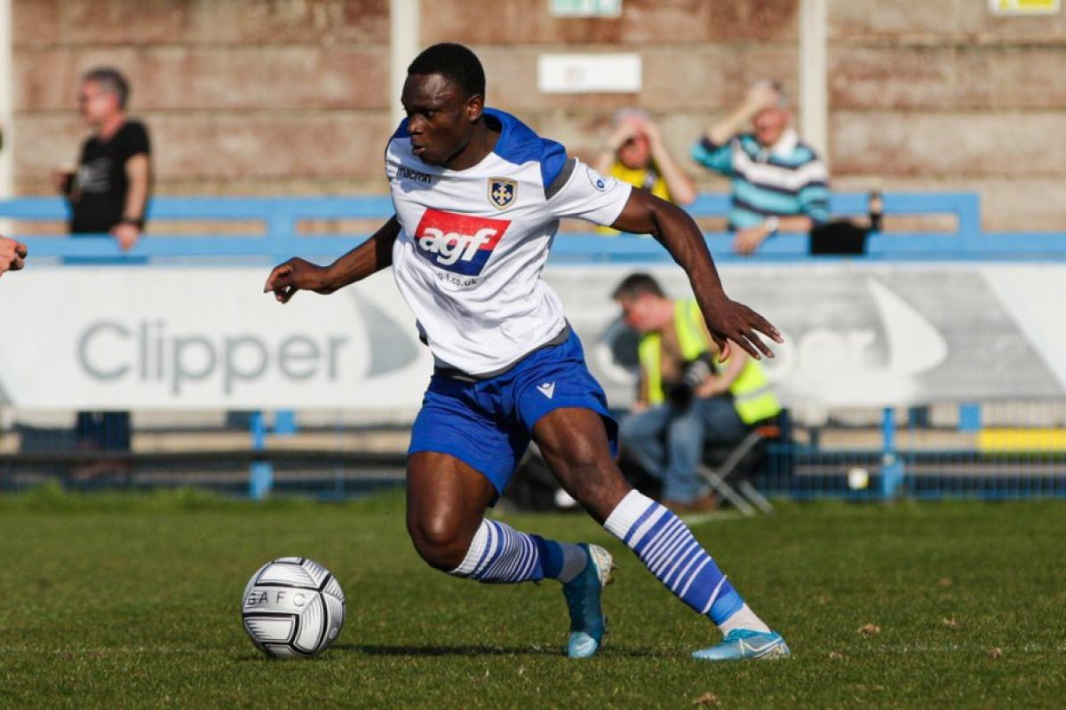 Prince Ekpolo made 63 appearances for Guiseley over three seasons. Pic: Alex Daniel