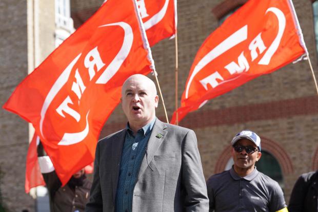 Wharfedale Observer: RMT general secretary Mick Lynch on a picket line outside King's Cross St Pancras station in London (PA)