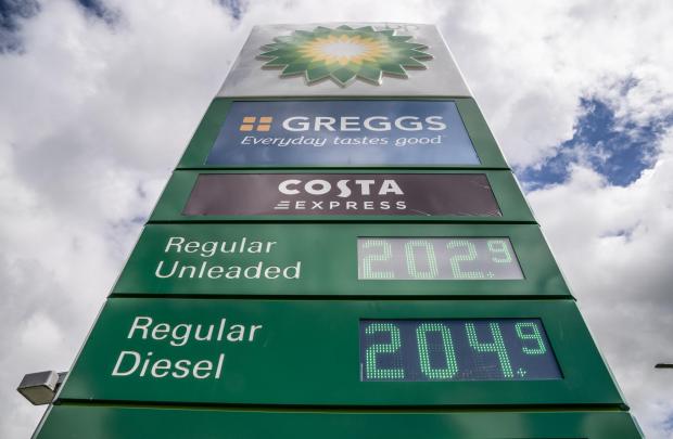 Wharfedale Observer: Petrol prices at Wetherby Services on June 8, 2022 (PA)