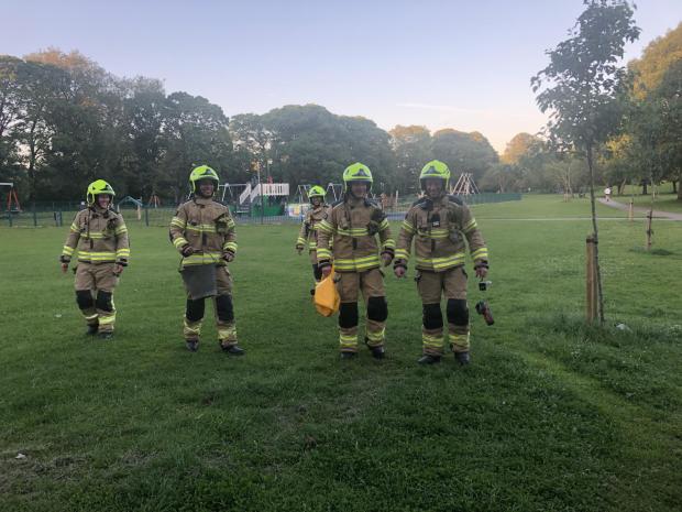Wharfedale Observer: Ilkley firefighters attend the bin fire