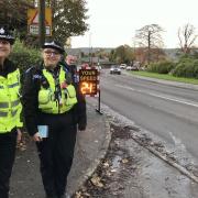 Assistant Chief Constable Angela Williams supporting a speed check at Pool-in-Wharfedale last year