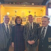Michael Proctor (Club President), Janet Sheriff, Paul Mackie (Club Chairman) and Malcolm Grange, ex-student and curator of the display