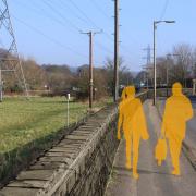 An artist's impression of how a section of completed flood defence wall will look on Apperley Rd