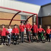 Pupils at Burley Woodhead Primary School getting ready for the Sustrans Big Walk and Wheel challenge