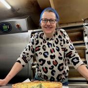 Sally Hinchliffe, owner of Bondgate Bakery, Otley with the Coronation Quiche