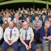 Scouts from across Wharfedale at the St George's Day event at Otley Rugby Club
