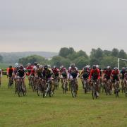 The mass start to the over-14s race at Wharfe Meadows